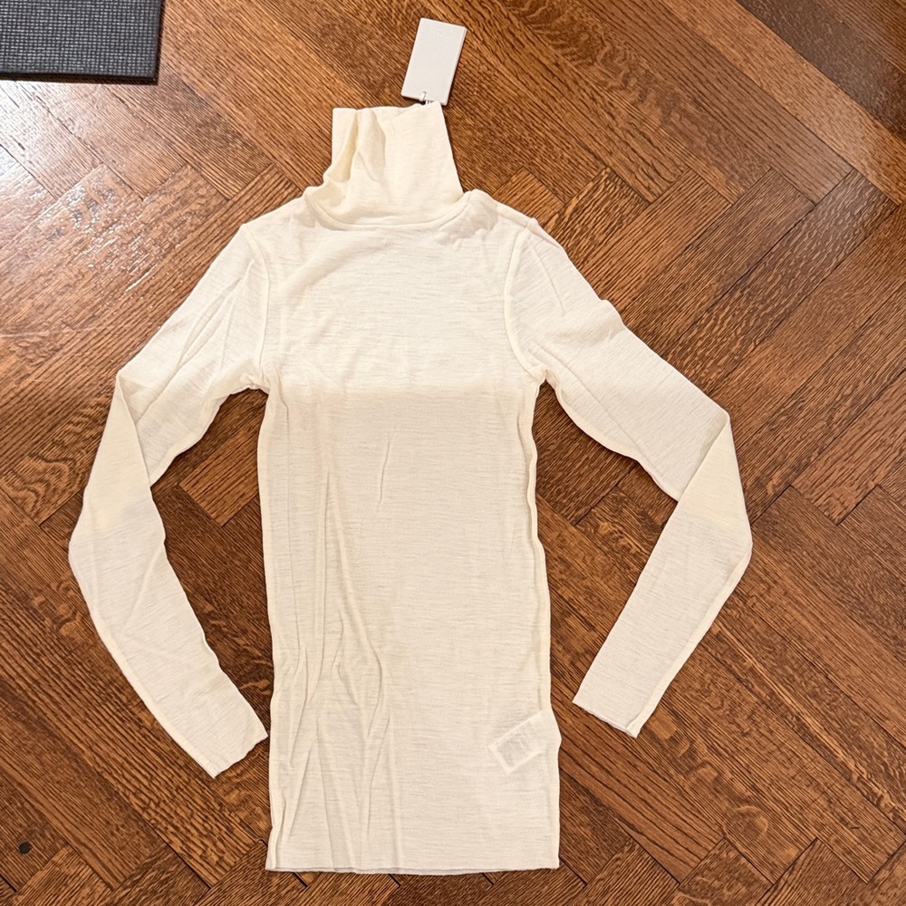 COS Cream Turtleneck Long Sleeve Top